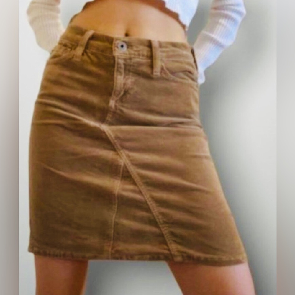Adriano Goldschmied Mid Box Skirt Mushroom Brown Corduroy Mini Women’s 30 Cotton
